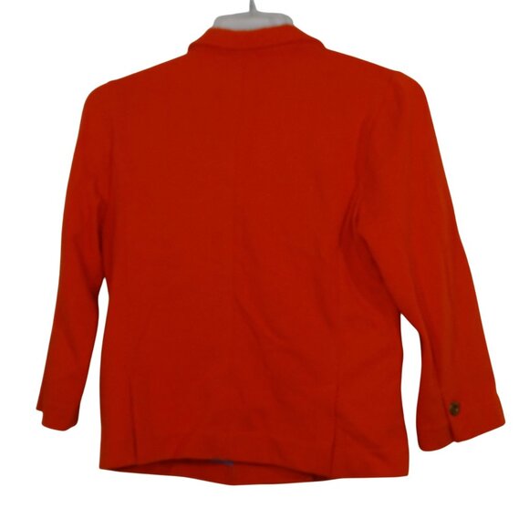 J Crew Orange Double Breasted Knit Blazer Jacket Women Size S 3/4 Sleeve Work - Picture 2 of 9